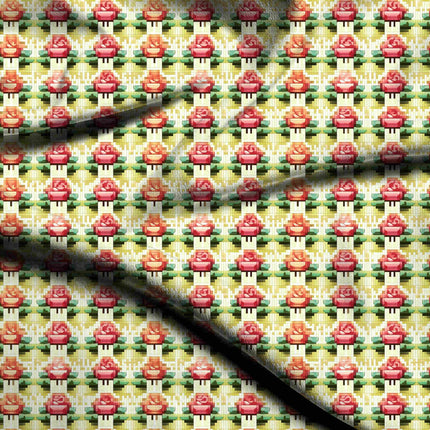 dusty rose floral fabric detail — textured finish digital print closeup