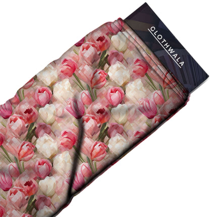 dusty rose floral all-over print pattern — medium scale repeat layout