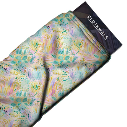 mint green floral fabric detail — matte finish digital print closeup