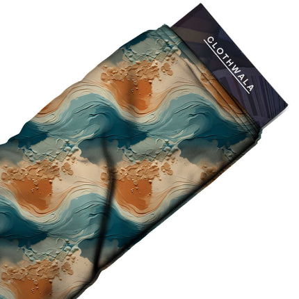 deep teal abstract fabric detail — textured finish digital print closeup