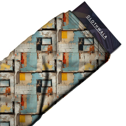 teal blue abstract fabric detail — textured finish digital print closeup