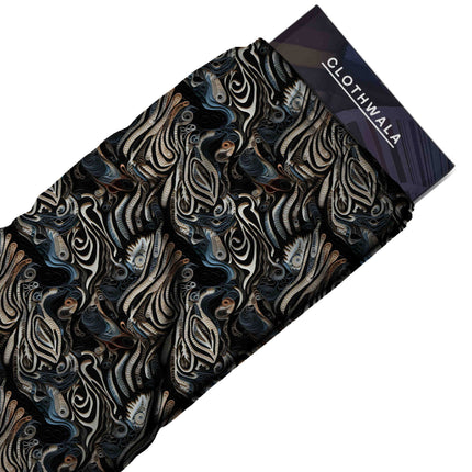 jet black abstract fabric detail — textured finish digital print closeup