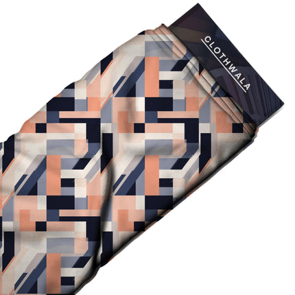 dusty rose geometric all-over print pattern — medium scale repeat layout