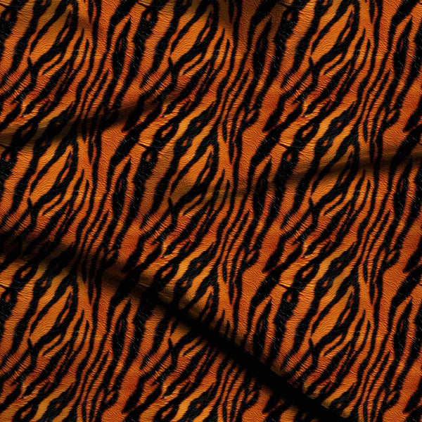 Burnt Orange Bold Undulating Burnt Orange Tiger Print Fabric