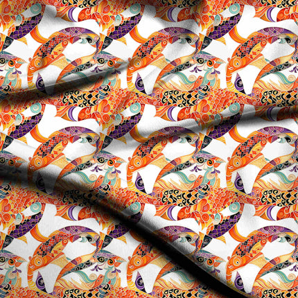 burnt sienna ethnic digital print fabric texture — large scale closeup