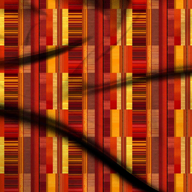 Burnt Sienna Stripes Digital Print Fabric | Saree Kurti Palazzo | festive occasion wear | Royal Indian Ensemble | Crimson Floral Swirls - 1238