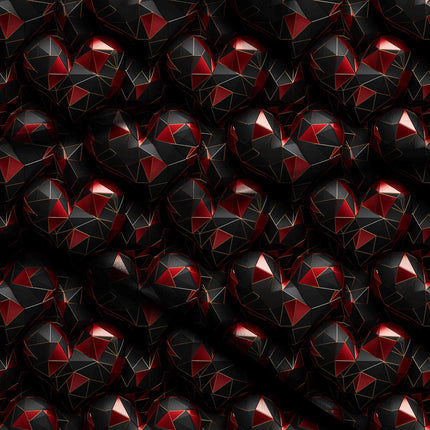 jet black geometric digital print fabric texture — medium scale closeup