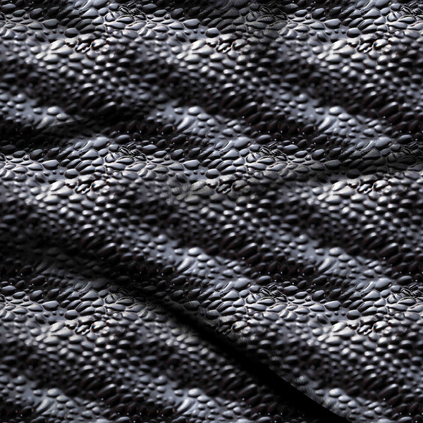 Jet Black Glossy Three-dimensional Pebbled Droplet Texture Print Fabric