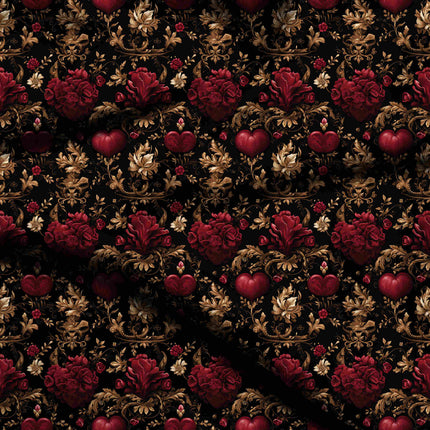 crimson red floral digital print fabric texture — large scale closeup