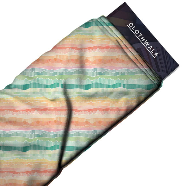 seafoam green abstract print fabric draped — palazzo suit styling