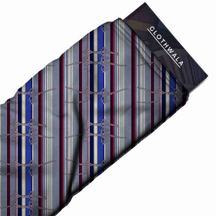 cobalt blue stripes print fabric draped — palazzo pants styling