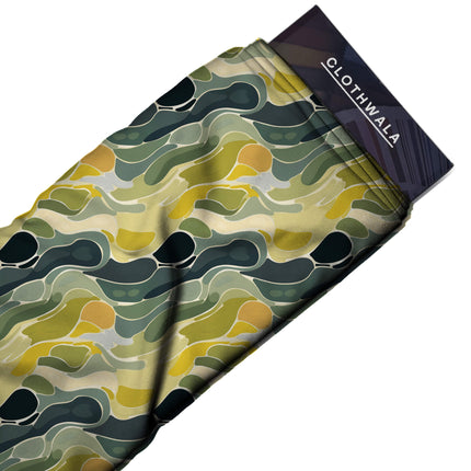 moss green abstract print fabric draped — jumpsuit styling