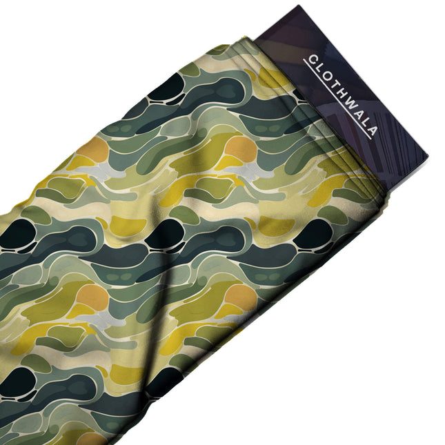 moss green abstract print fabric draped — jumpsuit styling