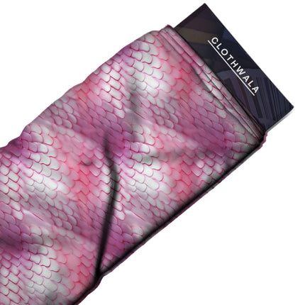 fuchsia pink animal fabric detail — glossy finish digital print closeup