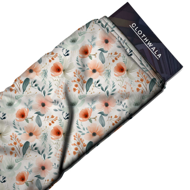 peach nectar floral print fabric draped — maxi dress styling
