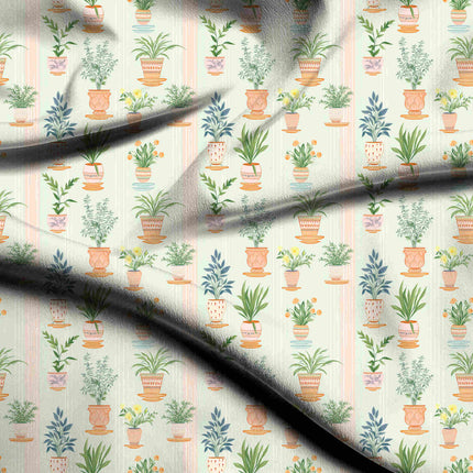 ivory cream floral digital print fabric texture — medium scale closeup