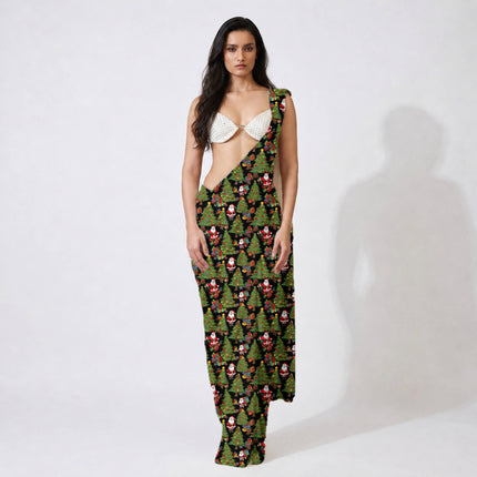 Forest Green Floral Digital Print Fabric for Dress | Festive ethnic wear - Image 3