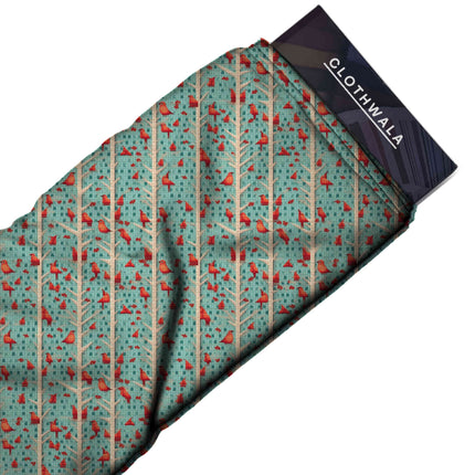 teal green floral all-over print pattern — small scale repeat layout