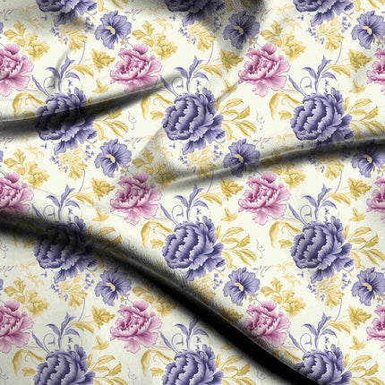 ivory cream floral fabric detail — textured finish digital print closeup