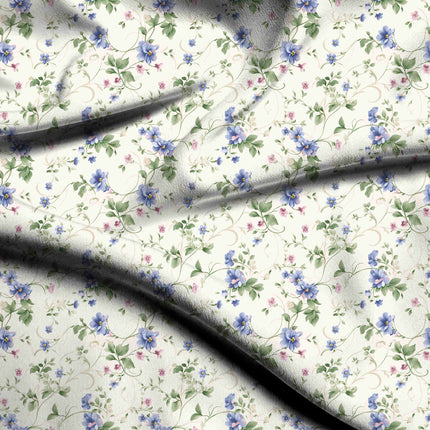 ivory cream floral digital print fabric texture — medium scale closeup