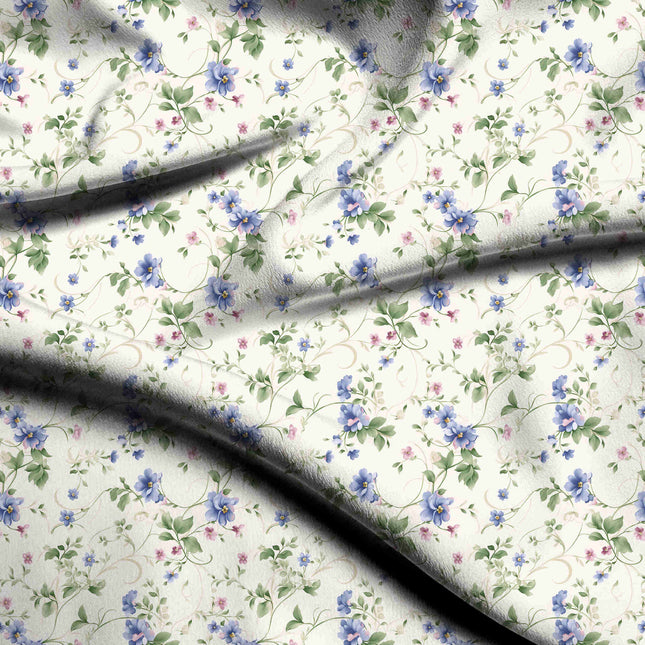 ivory cream floral digital print fabric texture — medium scale closeup