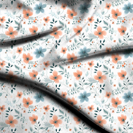 peach nectar floral fabric detail — textured finish digital print closeup