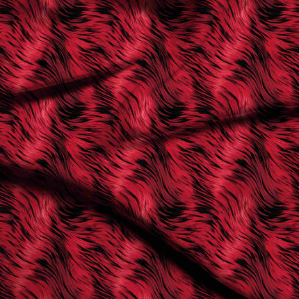 crimson red animal digital print fabric texture — large scale closeup