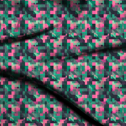 fuchsia pink geometric digital print fabric texture — medium scale closeup
