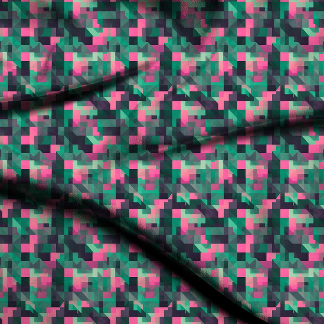 fuchsia pink geometric digital print fabric texture — medium scale closeup