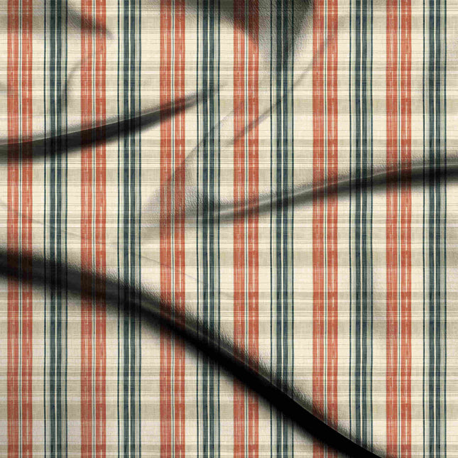 ivory cream checks digital print fabric texture — medium scale closeup