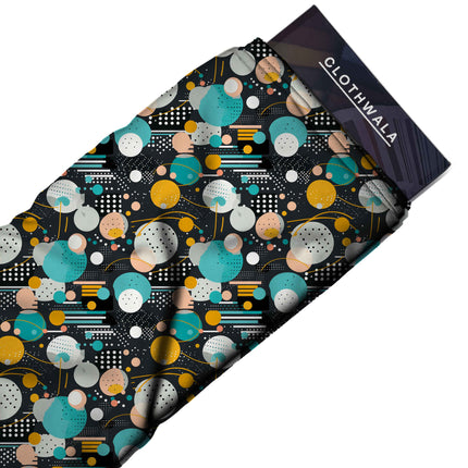 cyan blue abstract fabric detail — matte finish digital print closeup