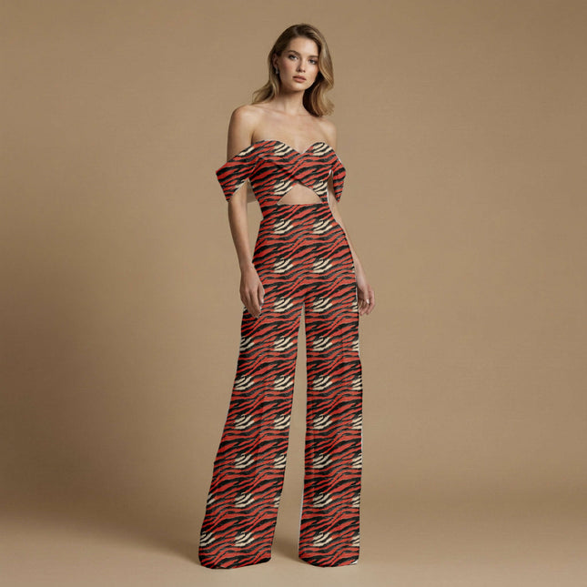 chili red animal print fabric draped — jacket styling