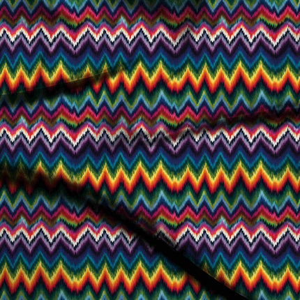 Deep Indigo Geometric Digital Print Fabric for Co-ord | Festival Wear Fabric - 5571