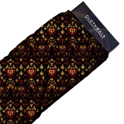 jet black ethnic fabric detail — glossy finish digital print closeup