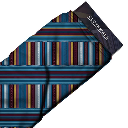 cerulean blue stripes all-over print pattern — medium scale repeat layout