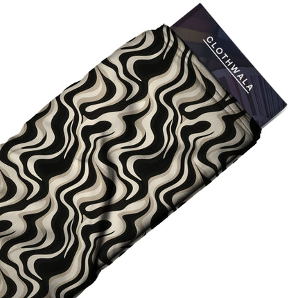 black abstract fabric detail — textured finish digital print closeup