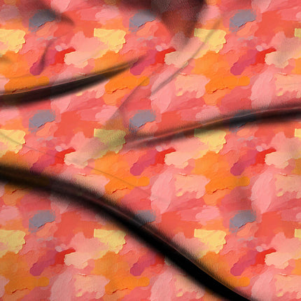 coral pink abstract fabric detail — textured finish digital print closeup