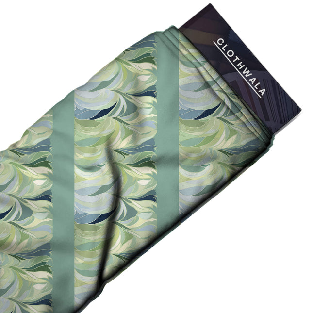 sage green abstract print fabric draped — kurta set styling