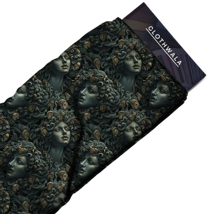 slate grey floral fabric detail — matte finish digital print closeup
