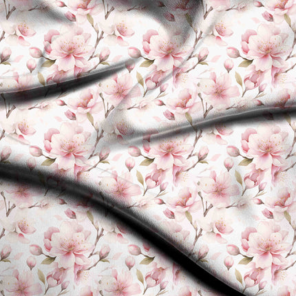 Blush Pink Floral Digital Print Fabric for Dress | Ethereal garden party - 5183