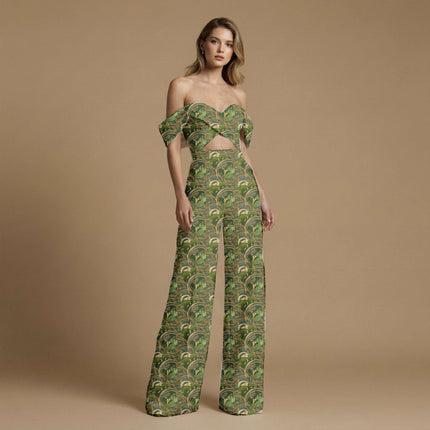 forest green floral all-over print pattern — large scale repeat layout