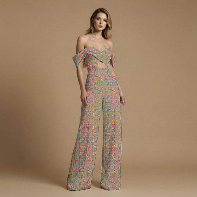 teal geometric digital print fabric texture — medium scale closeup