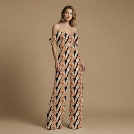 caramel brown animal all-over print pattern — large scale repeat layout