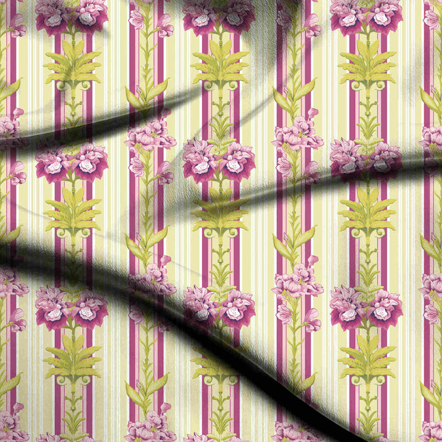 pale lemon floral digital print fabric texture — large scale closeup