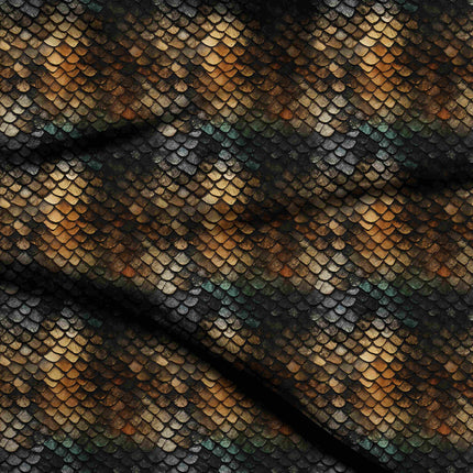 gold animal digital print fabric texture — medium scale closeup