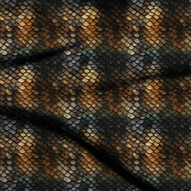 gold animal digital print fabric texture — medium scale closeup