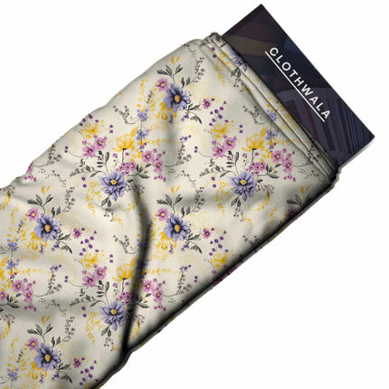 ivory cream floral fabric detail — textured finish digital print closeup