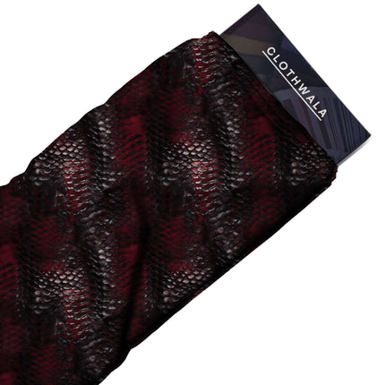 burgundy animal fabric detail — glossy finish digital print closeup