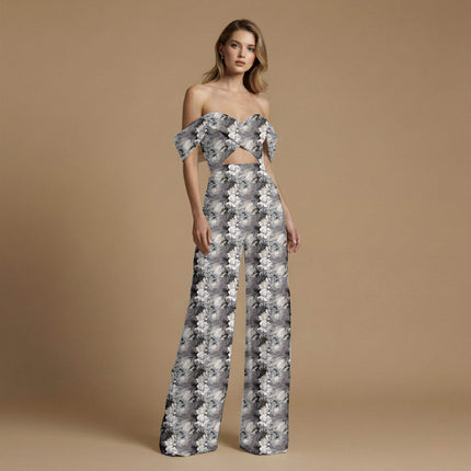 jet black floral print fabric draped — anarkali styling