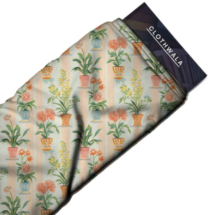 ivory cream floral all-over print pattern — medium scale repeat layout